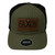 Faxon Olive/Black Snapback Stretch Hat- Leather Patch 