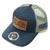 Faxon Navy/Grey Snapback Hat - Leather Patch