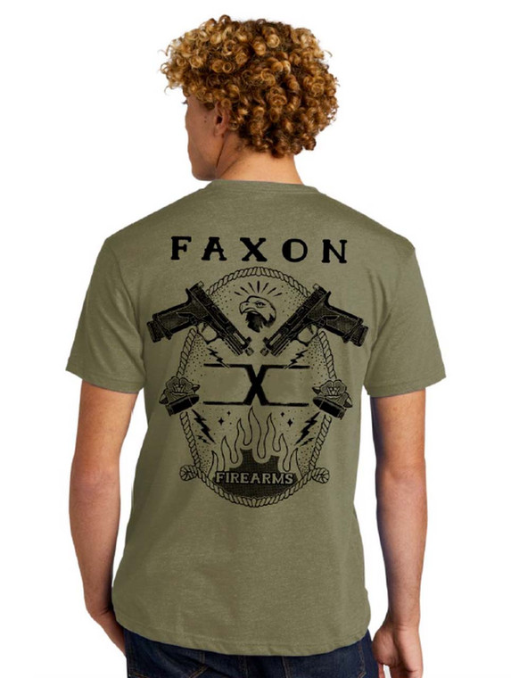 Faxon Olive Short Sleeve T-Shirt - Hellfire Logo
