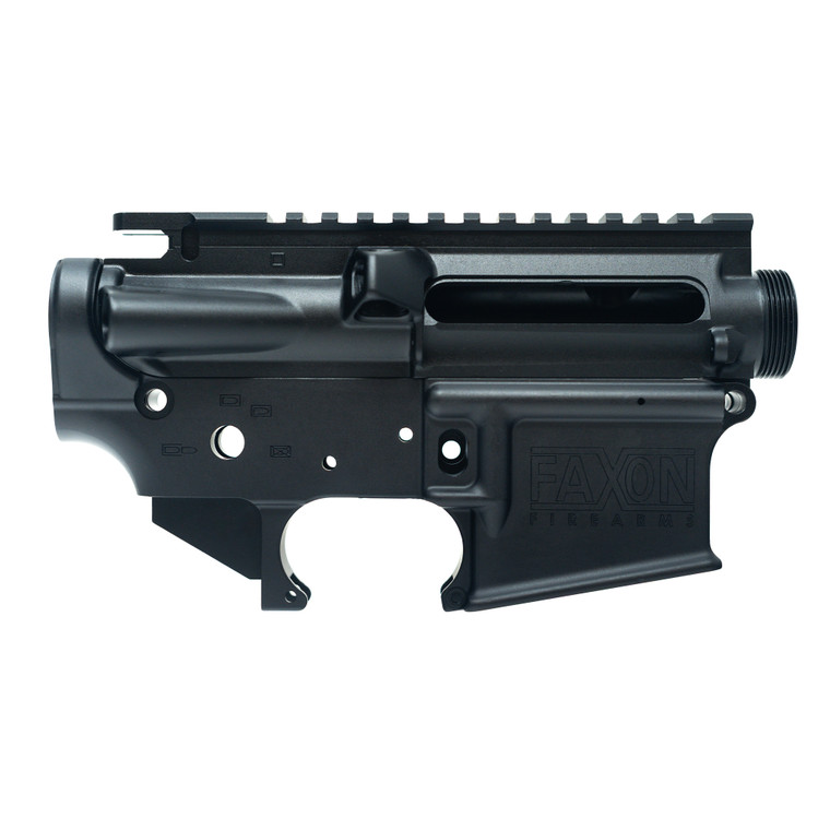 Faxon AR-15 Forged Receiver Set - Upper & Lower, Stripped, Anodized Black