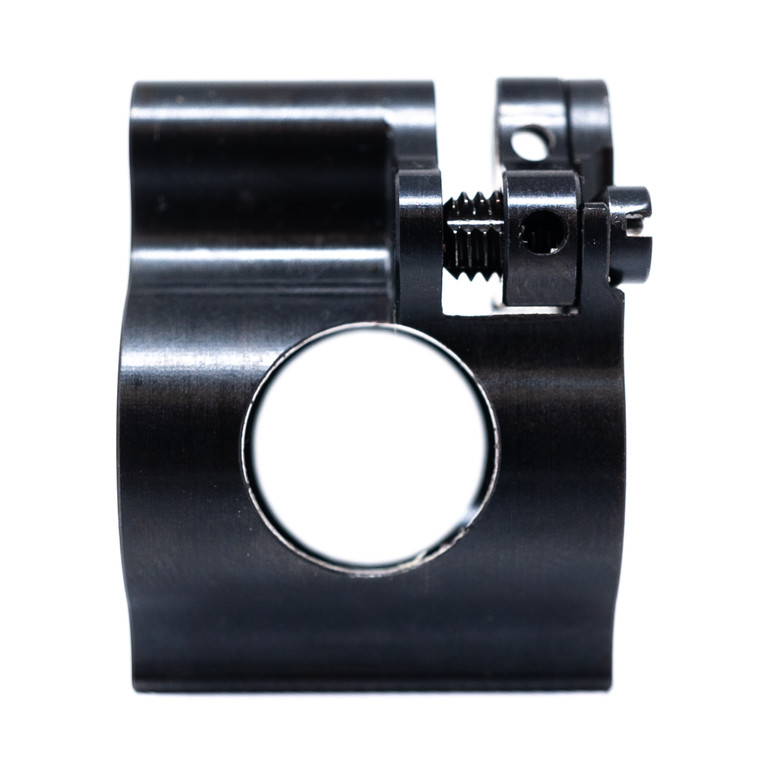 Faxon adjustable .750" low profile AR gas block, 4140 steel flash nitride, three set screws, 14-position adjustment screw on rear face