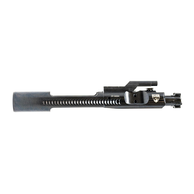 Faxon Superfinished 5.56 M16 bolt carrier group nitride – complete BCG with forward assist serrations and staked gas key.