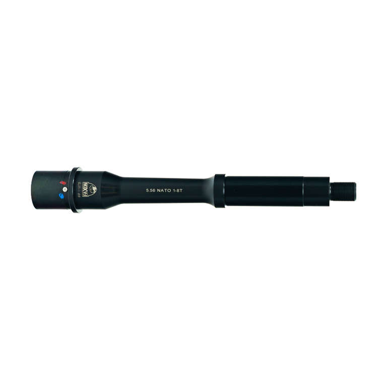 Faxon Duty Series 7.5 inch SOCOM Profile 5.56 NATO AR15 Barrel — full side view, pistol-length gas, black nitride finish Faxon Duty Series 7.5 inch SOCOM Profile 5.56 NATO AR15 Barrel — full side view, pistol-length gas, black nitride finish