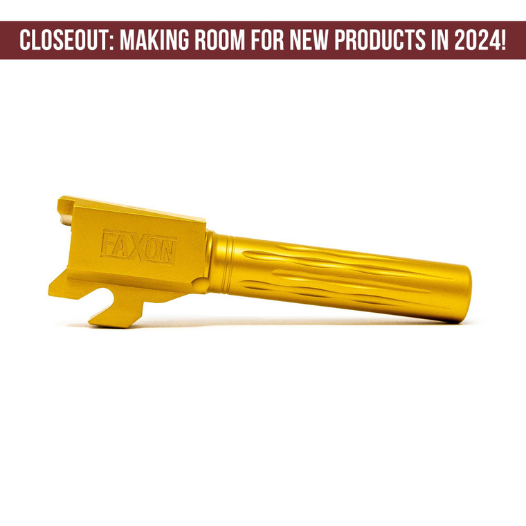 Faxon Match Series Barrel for SIG® P320 Compact w/ Patented Flame Fluting, 416-R Stainless, Std. Length, Non-Threaded TiN PVD