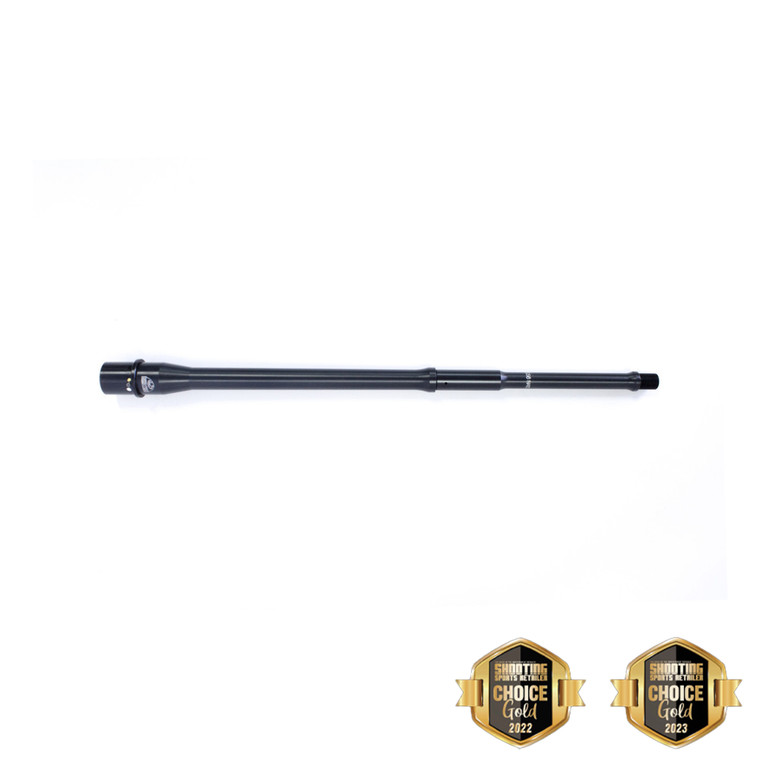 Limited Edition Faxon 16-inch Gunner 5.56 NATO barrel with 5R rifling and mid-length profile, crafted in 4150 steel with Nitride finish. 2022-2023 Shooting Choice Gold winner.