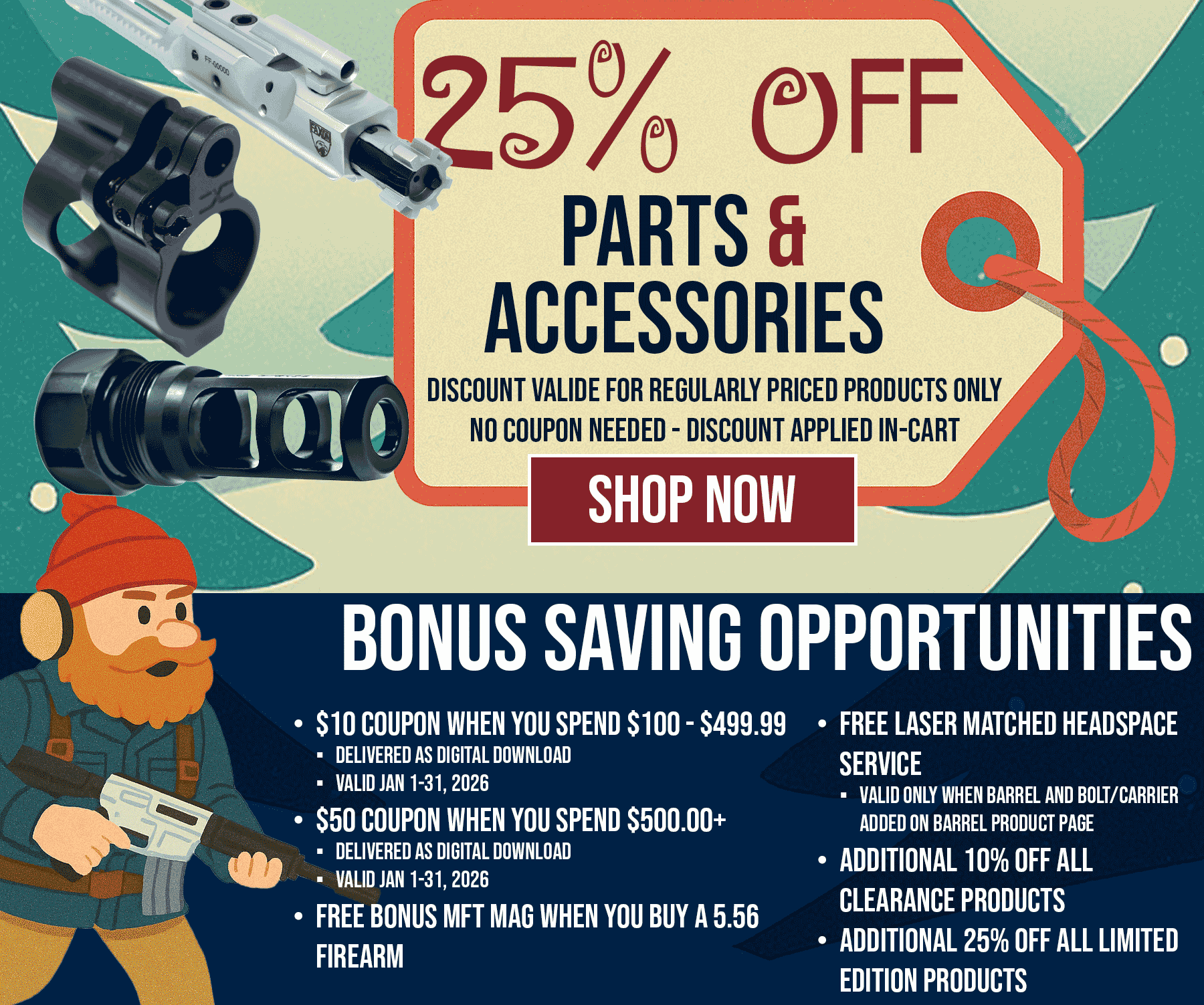 25% OFF PARTS AND ACCESSORIES