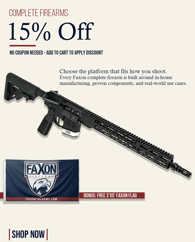 15% OFF COMPLETE FIREARMS