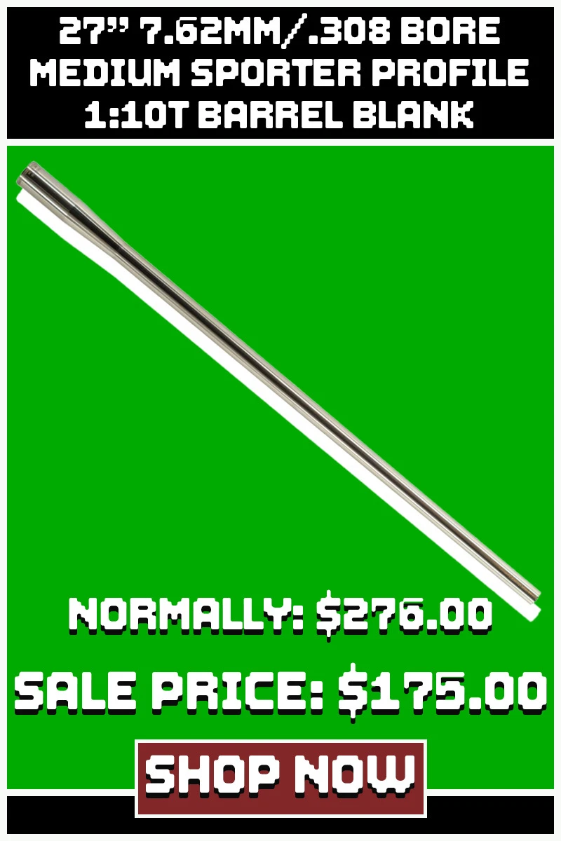 FAXON 27" 7.62MM/.308 BORE MEDIUM SPORTER PROFILE 1:10T BARREL BLANK