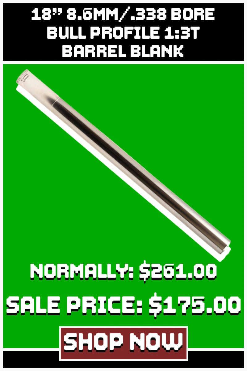 FAXON 18" 8.6MM/.338 BORE BULL PROFILE 1:3T BARREL BLANK
