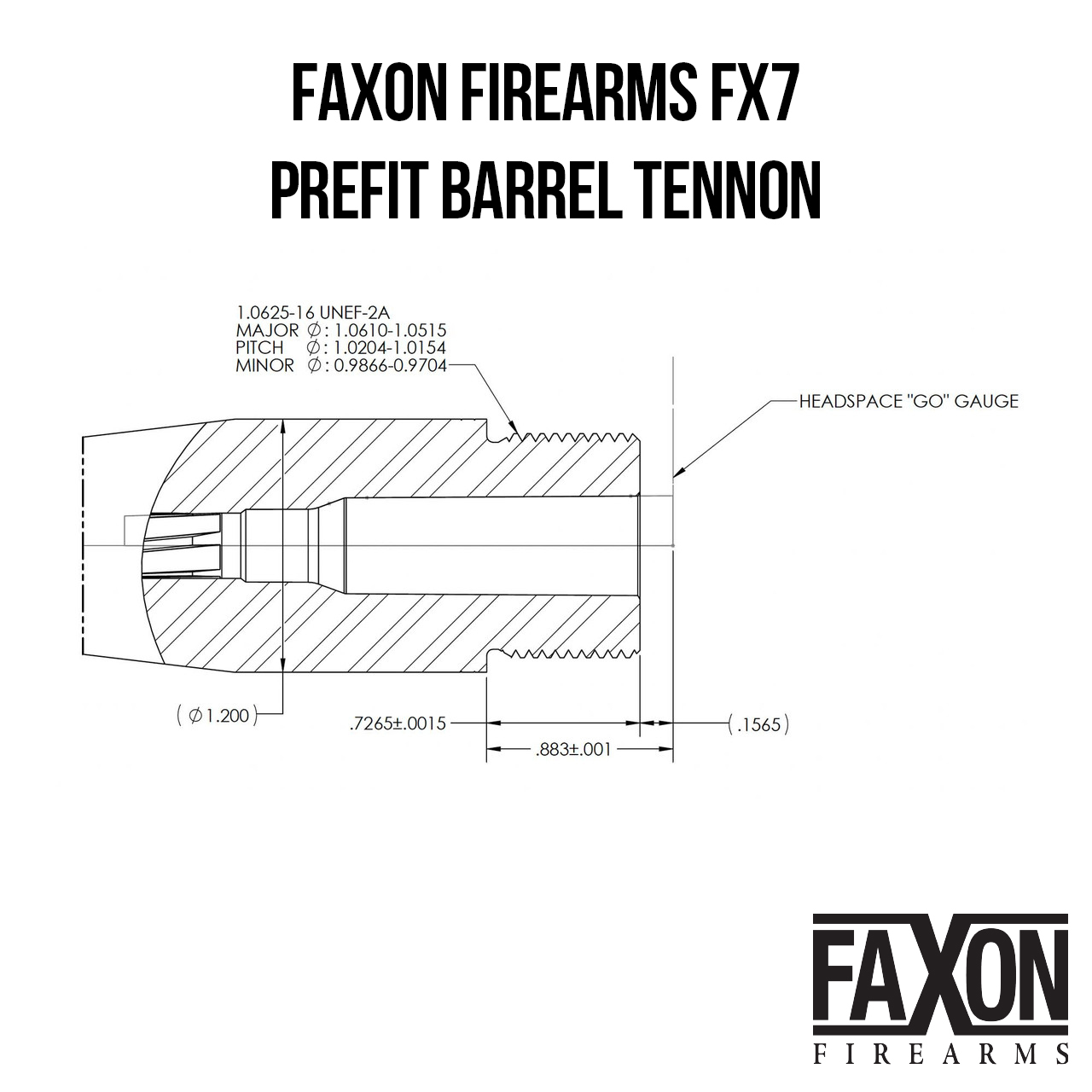 Faxon FX7 Prefit Barrel Tenon Drawing