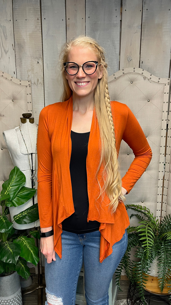 Classic Waterfall Cardigan-Rust