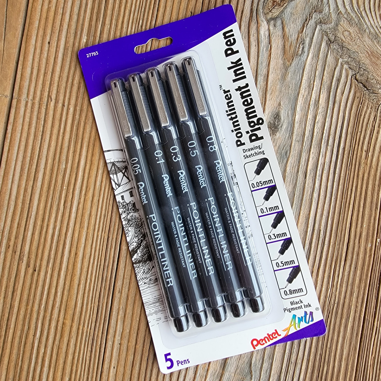 Pointliner Pigment Ink Pen Set of 5-Black - mulberrycottage