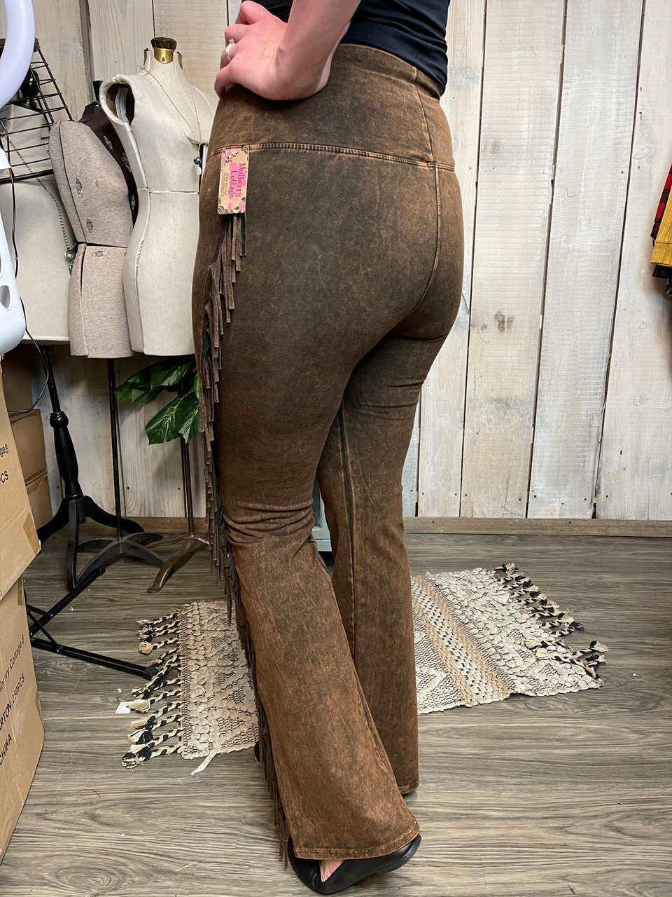 Fringe Yoga Pants-Brown - mulberrycottage