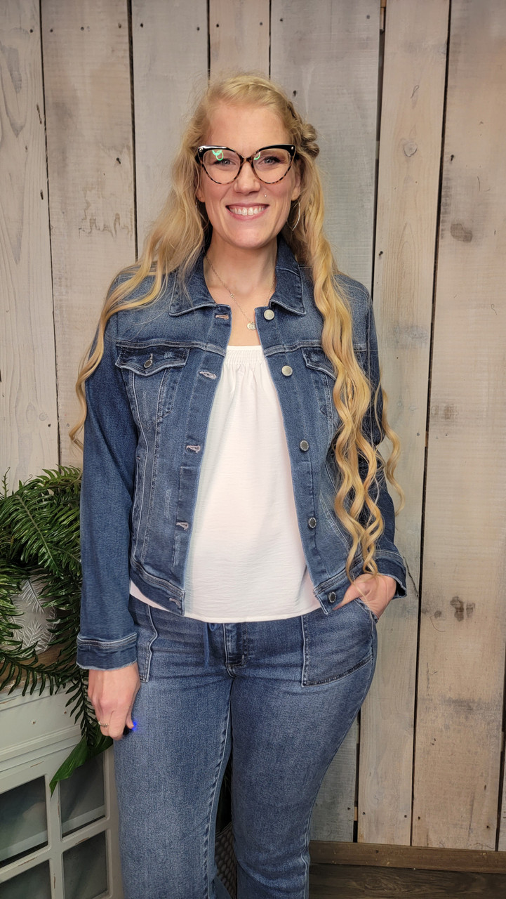 Long Denim Patch Jacket - mulberrycottage