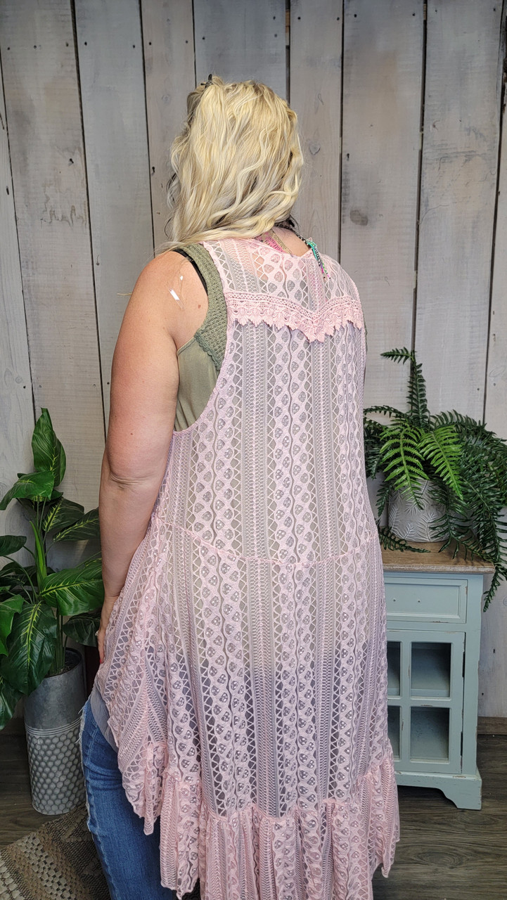 Loretta Lace Vest-Pink - mulberrycottage