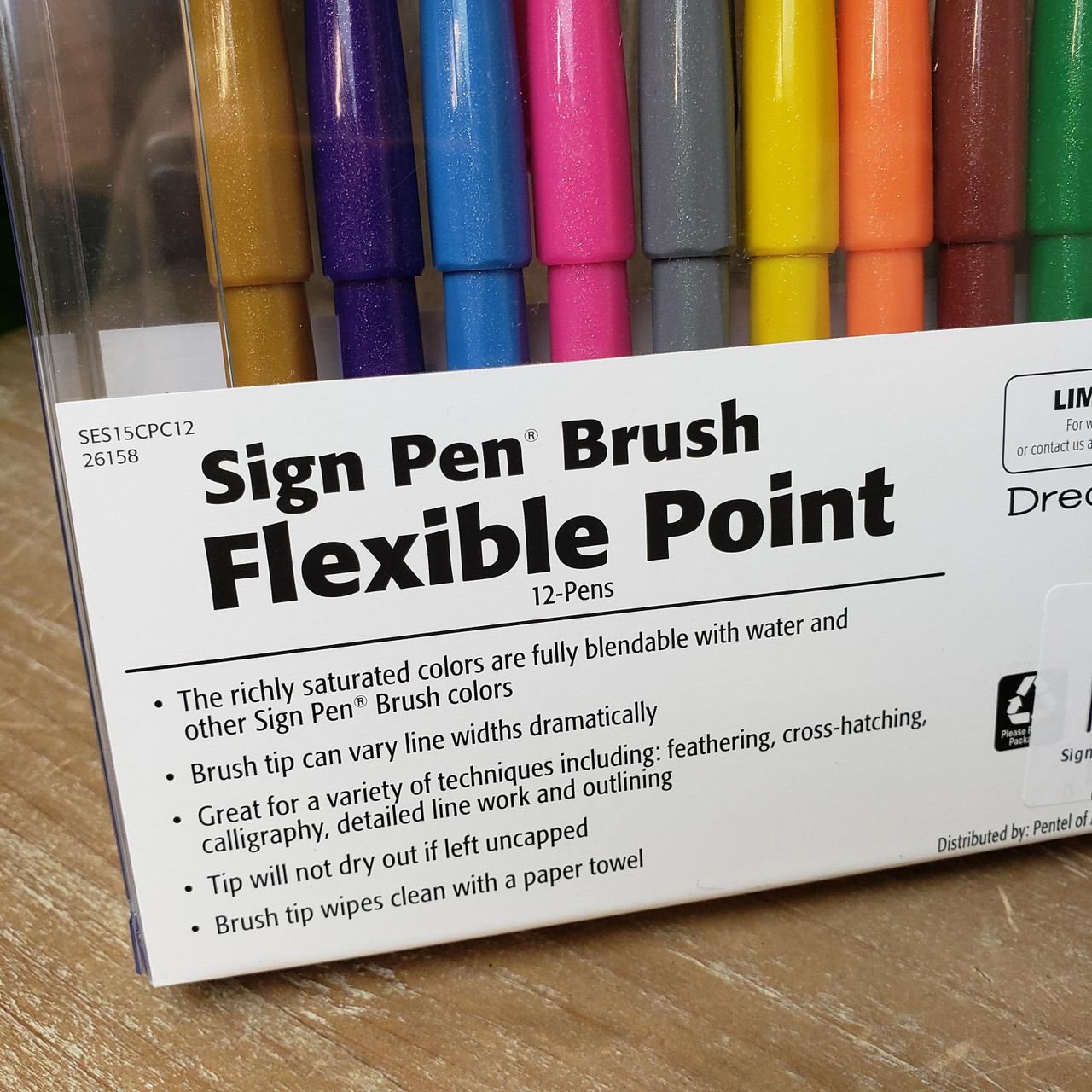 Sign Pen Brush - Flexible Point Marker - 12-Pack Assorted Colors