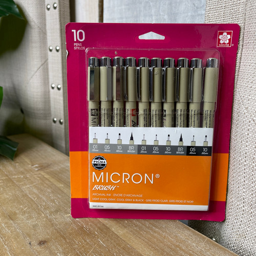 Micron Fine Line Set of 10-Gray/Black