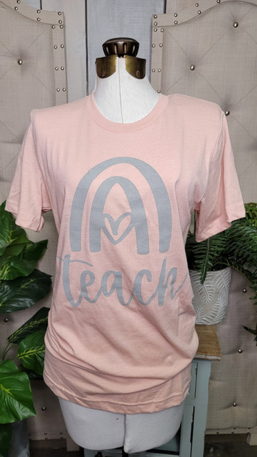 Rainbow Teach Tee-H. Peach