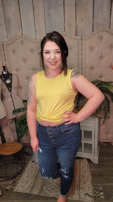 Basic Crop Top-Dusty Banana