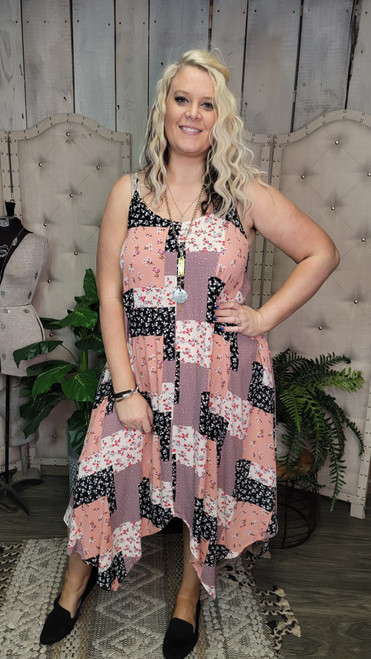 Curvy Patchwork Patty Midi Dress