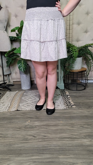 Kara Smocked Floral Skirt-Lavender