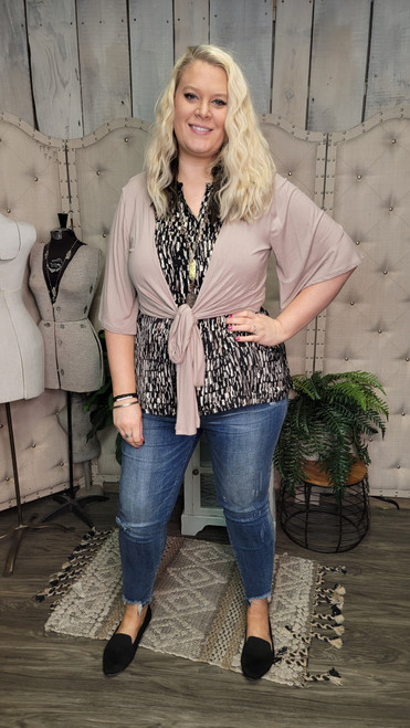 Curvy Lux V-Neck Tee-Ash Mocha - mulberrycottage