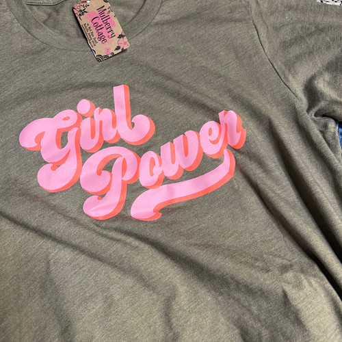 Girl Power Tee-Heather Olive