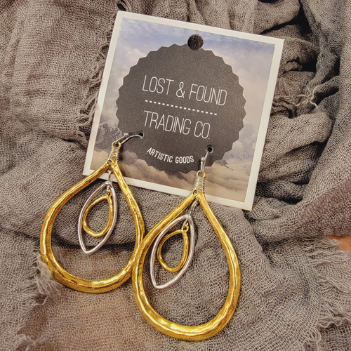 Silver and Gold Drops Earrings