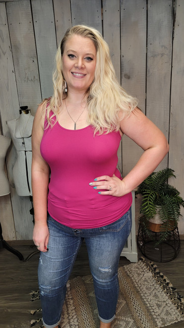 Curvy Basic Tank-Magenta