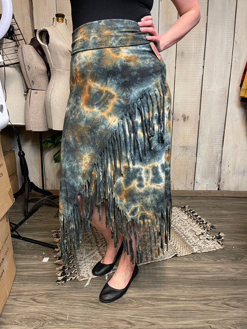 Fall Tie-Dye Fringe Skirt