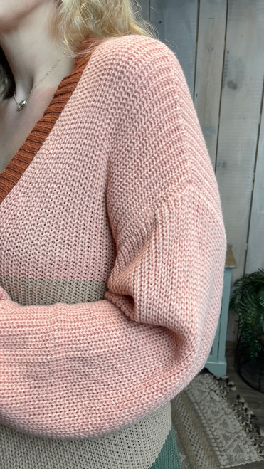 Red Clay Colorblock Cardigan