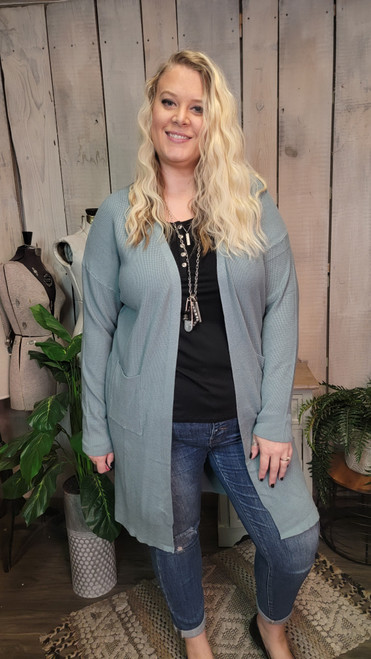 Curvy Grandpa Fred Cardigan-Pale Olive