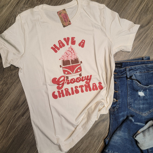 Have A Groovy Christmas Tee-L Cream