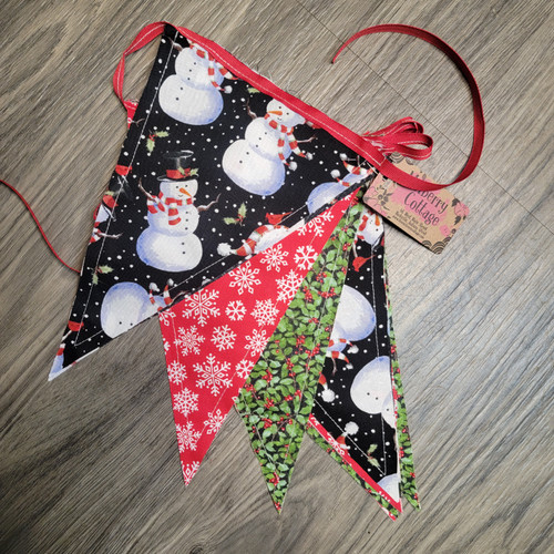 Handmade Flag Banner-Holly Snowman