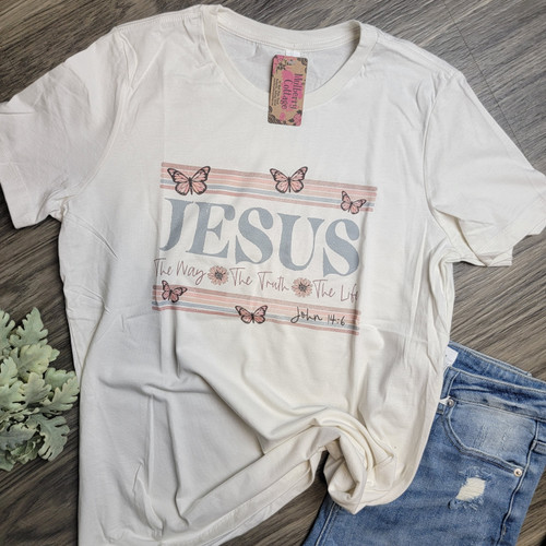 Jesus and Butterflies Tee-Light Cream