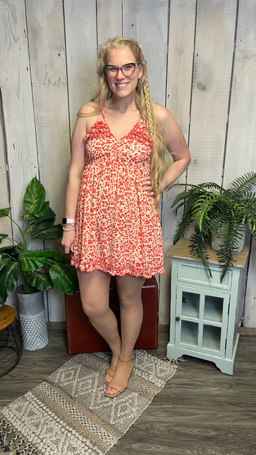 Tomato Red Ruffle Hem Sundress