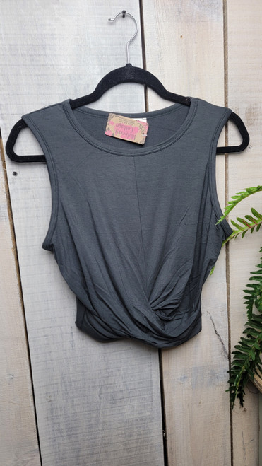 Basic Crop Top-Ash Grey