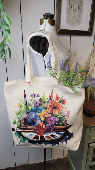 Flower Tote Bag - Wildflower, Floral, Canvas Tote Bag with Zipper