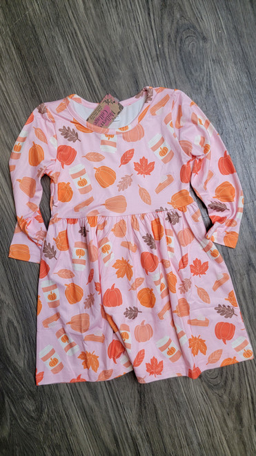 Kids Pink Fall Festival Knit Dress