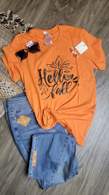 Hello Fall Tee-Orange