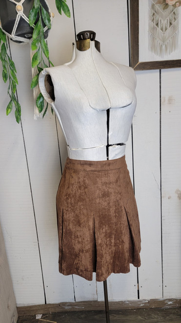 Suede Pleated Skirt