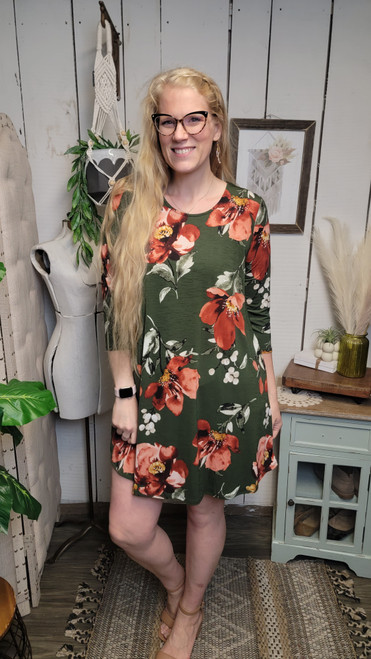 Molly Dress-Olive Floral