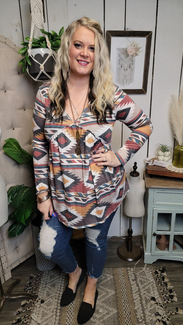 Curvy Tribal French Terry Top