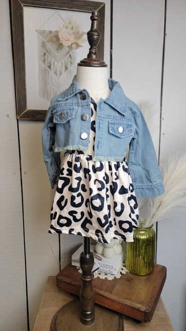 Girls Leopard and Denim Set