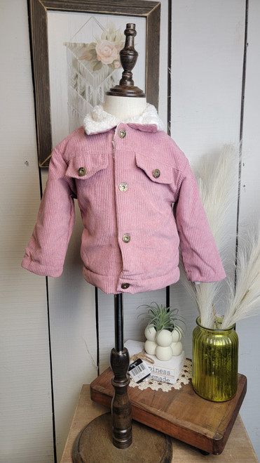 Kids Fleece and Cord Jacket-Pink