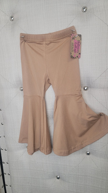 Girls Solid Flare Pants-Camel