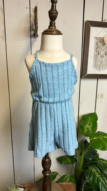 Girls Wide Rib Romper-Teal