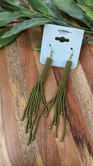 Green Beaded Earrings