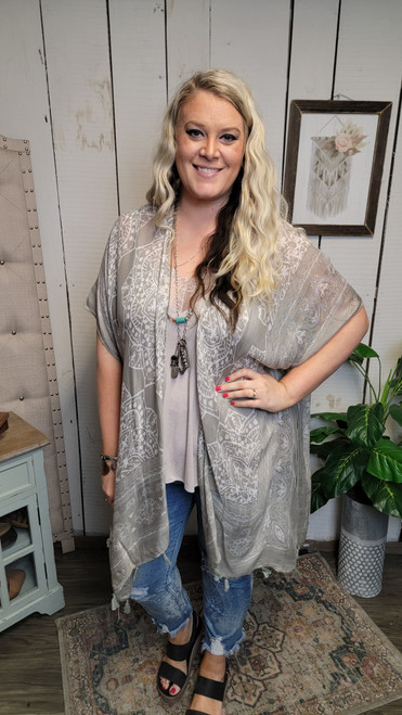 Mandala Tassel Kimono-Olive