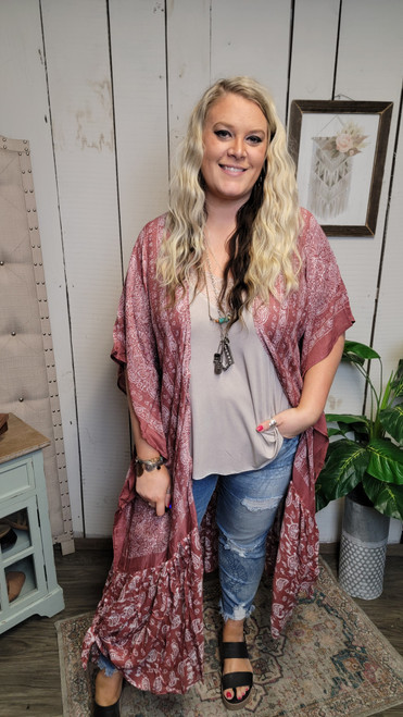 Paisley Free Spirit Kimono-Wine